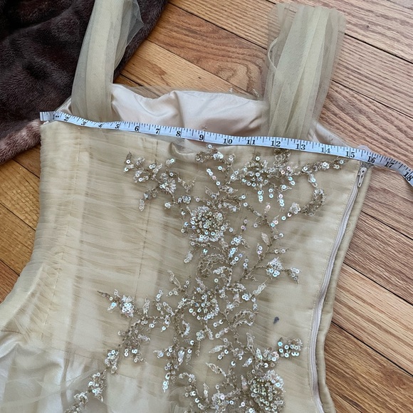 Coquette Tulle Sequin Embellished Bead Floral Fit Bodice Ruched Fairytale Sweet - Picture 7 of 12